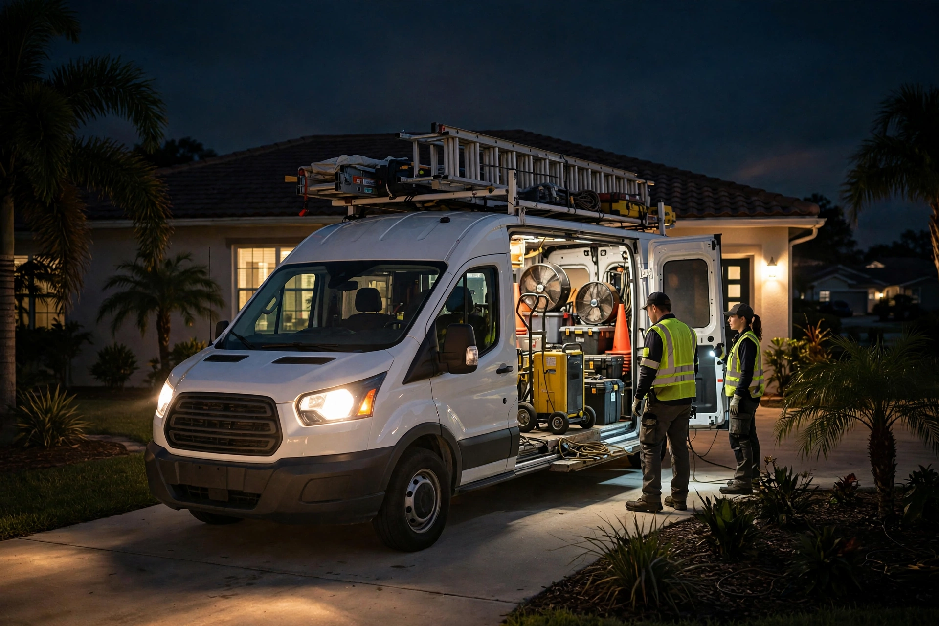 DryOut Inc 24/7 emergency dispatch answering a water damage call in Florida