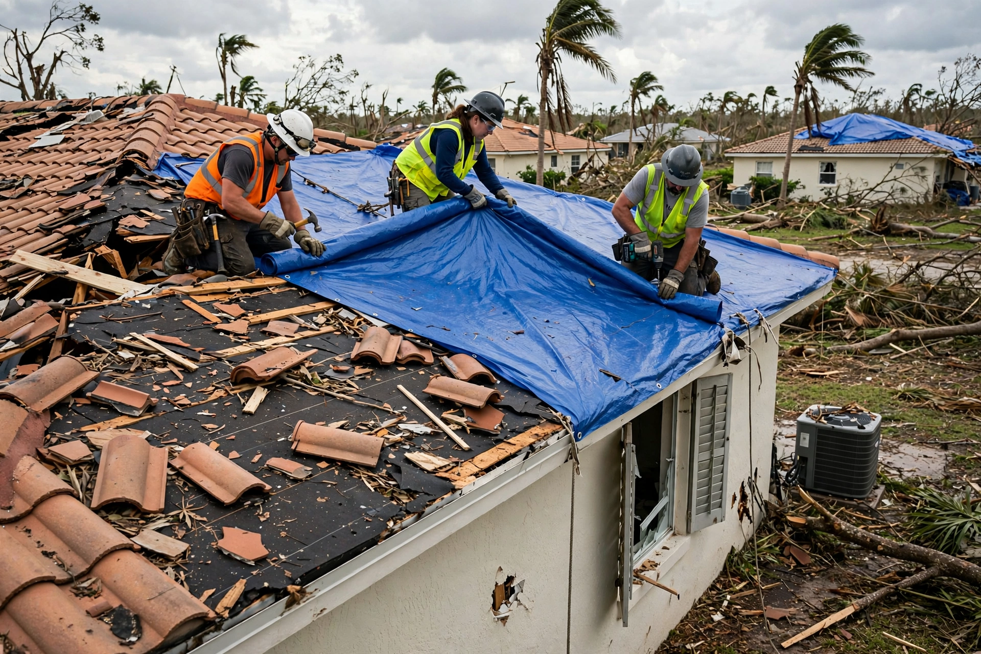 Roof leak water damage restoration in Florida